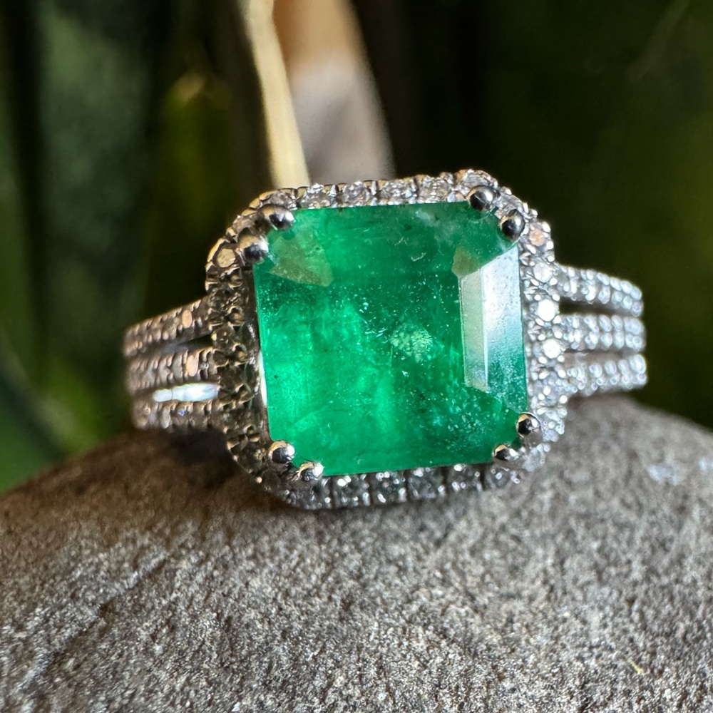 Platinum Emerald and Diamond Ring - Sheffield & Sons